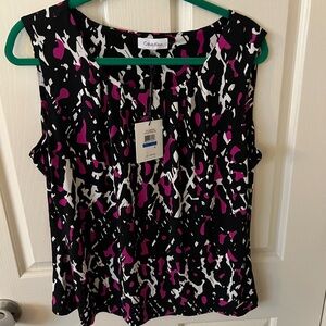 Calvin Klein Black and Pink Patterned Blouse